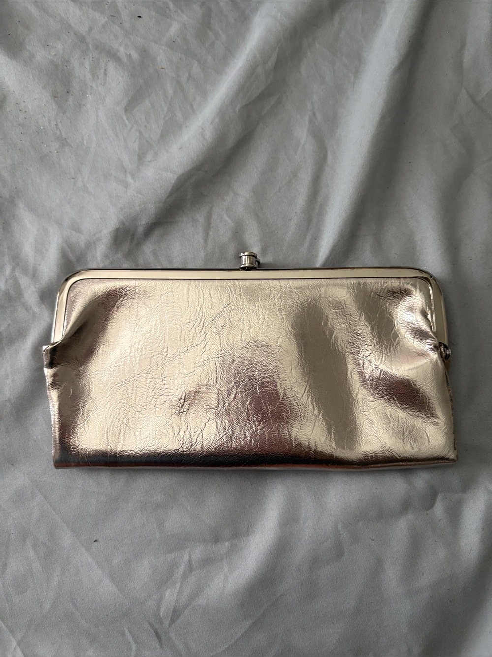 Metallic Rose Gold Frame Clutch Wallet
